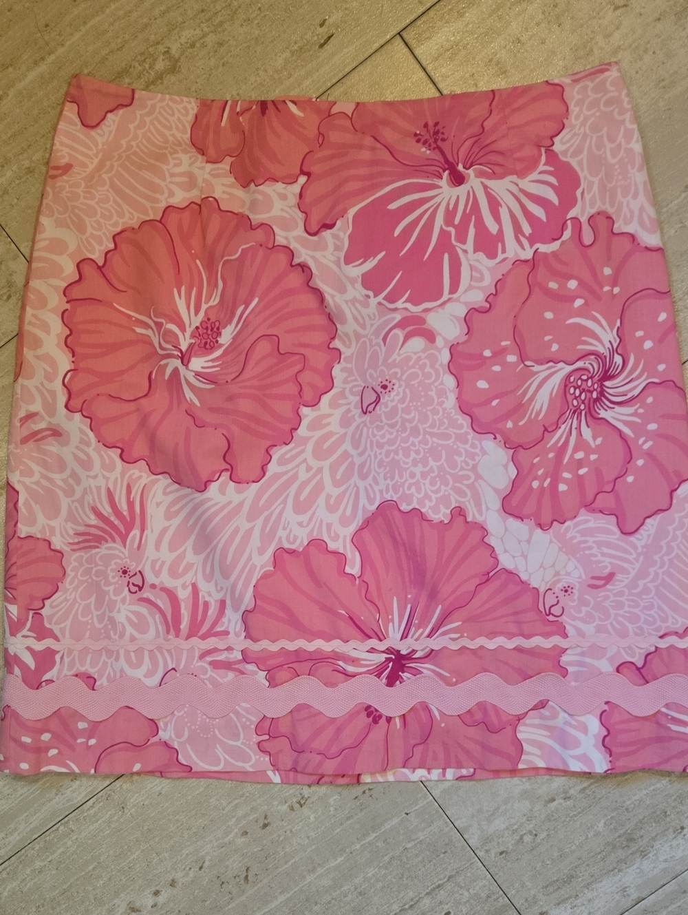 Lilly Pulitzer Vintage Pink Floral Design Print Skirt
